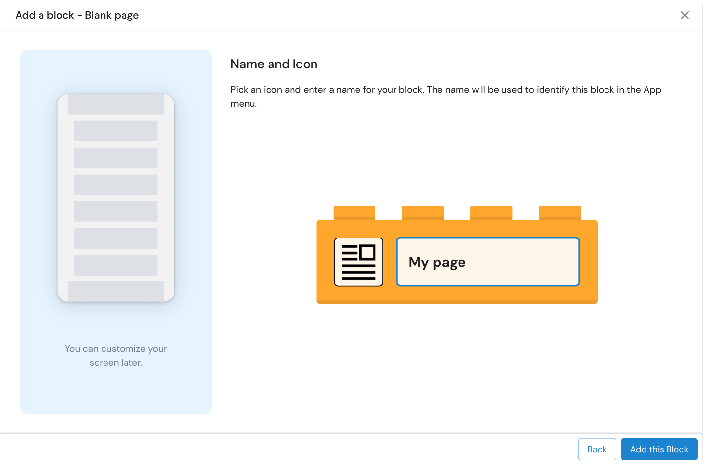 Give your block a name