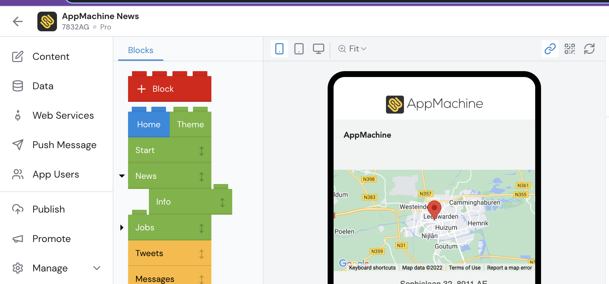 In the left top corner you can find your app name and app number
